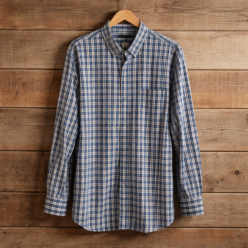 Dockers Size Large Check Pattern Cotton Button Down Shirt